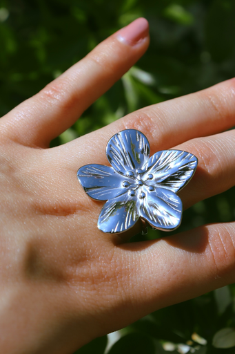 Bague fleur argenté 