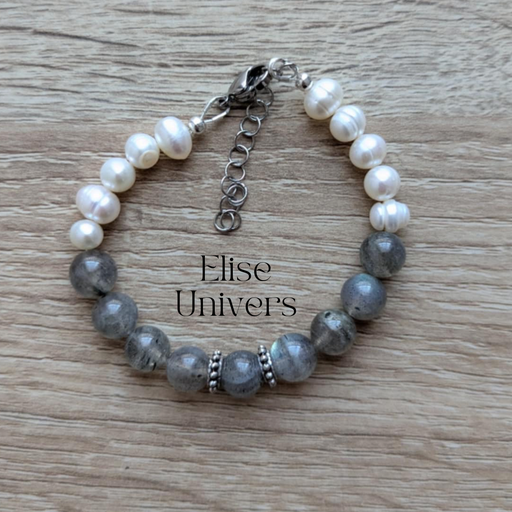 Bracelet labradorite 8mm et perles d'eau douce
